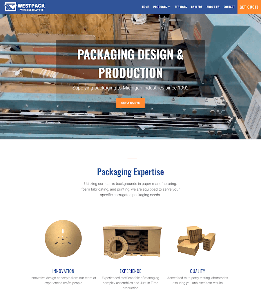 westpack packaging new website