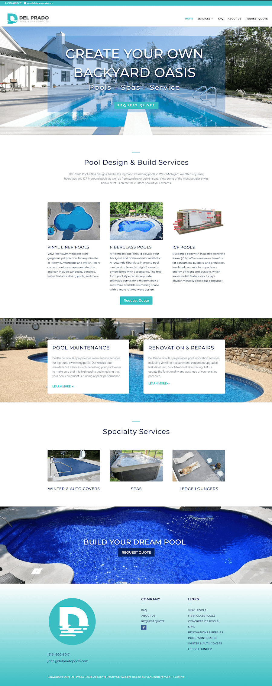 pool website layout