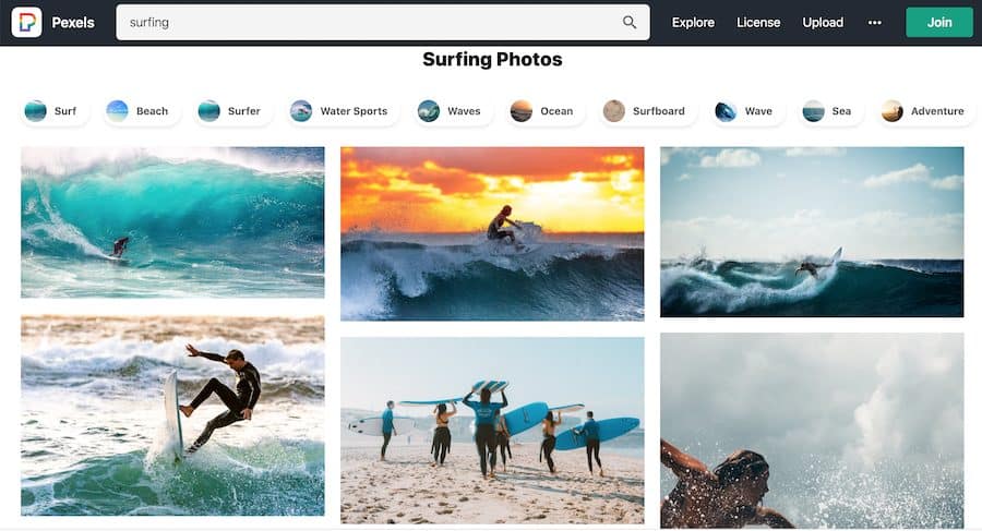 surfing search on PEXELS