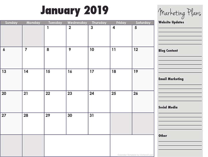January 2019 Marketing Plans
