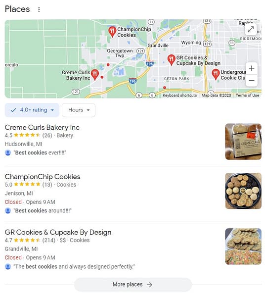 Google Local Pack example